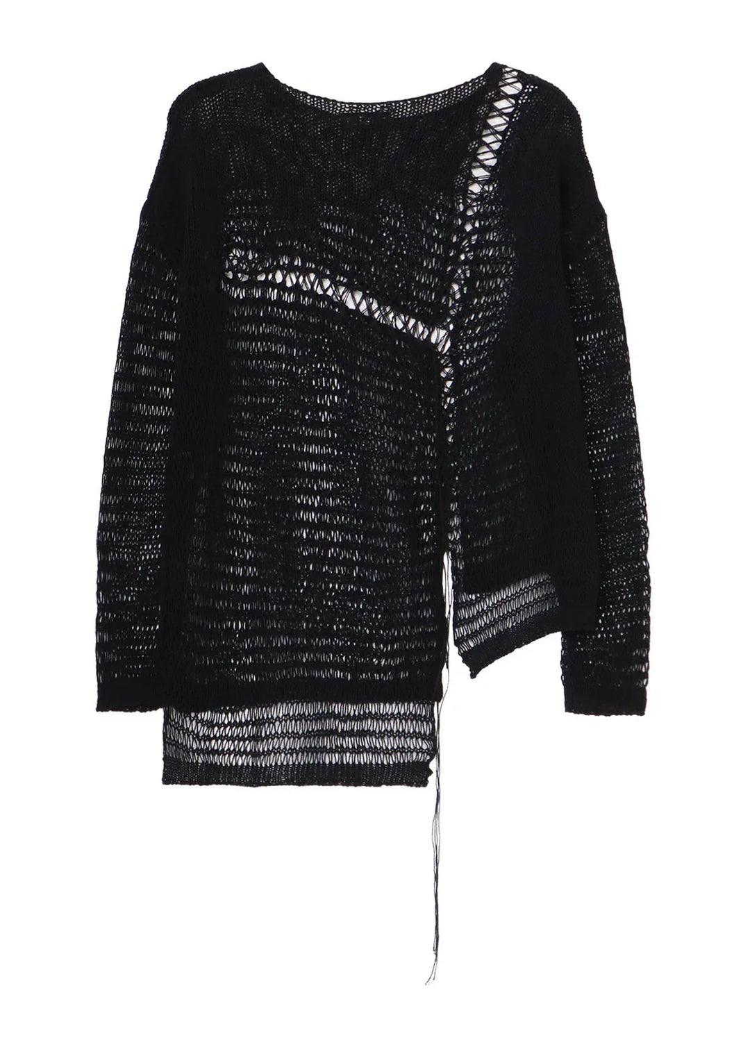 Damage Processed Asymmetric Long Sleeve Knit