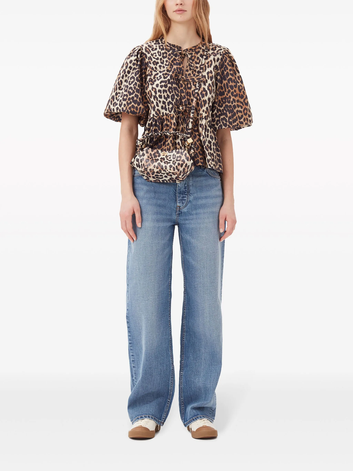 Printed Cotton Poplin Peplum Blouse