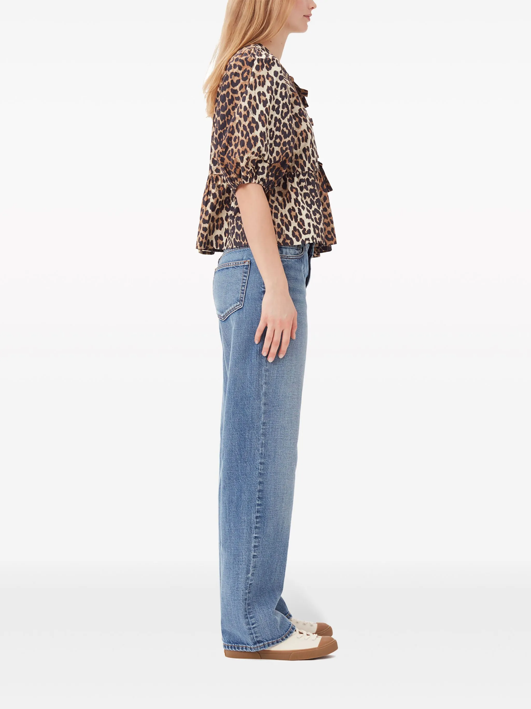 Printed Cotton Poplin Peplum Blouse