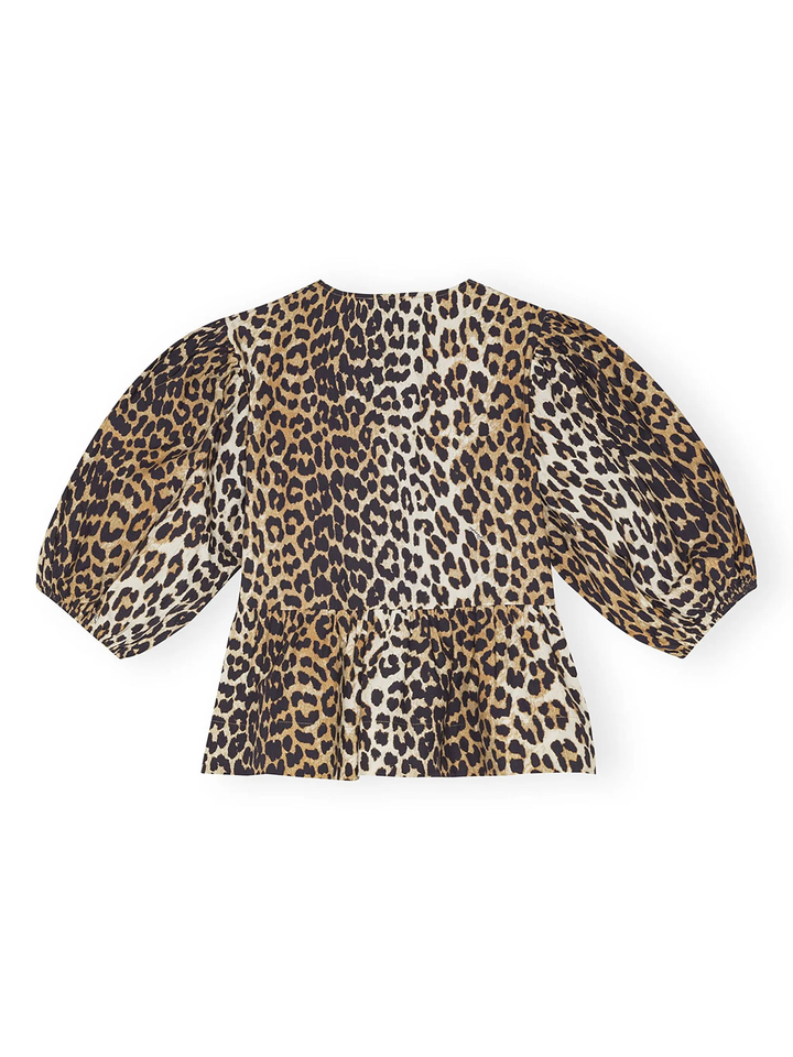 Printed Cotton Poplin Peplum Blouse