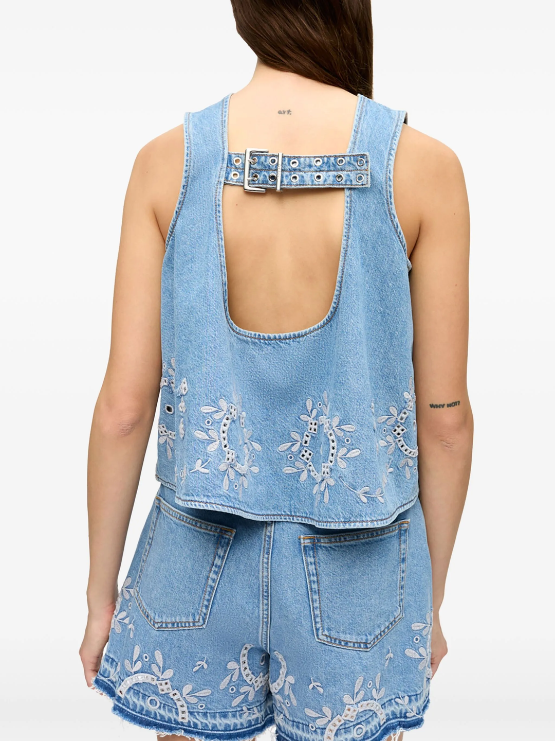 Broderie Anglaise Denim Top