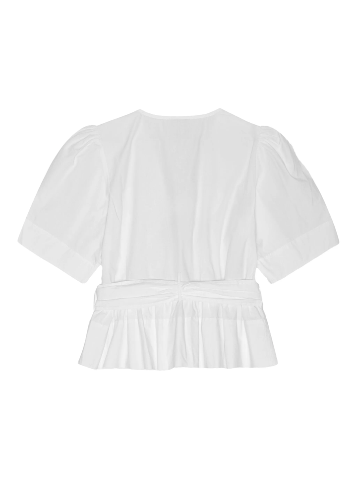 Washed Stretch Cotton Tie Strap Blouse