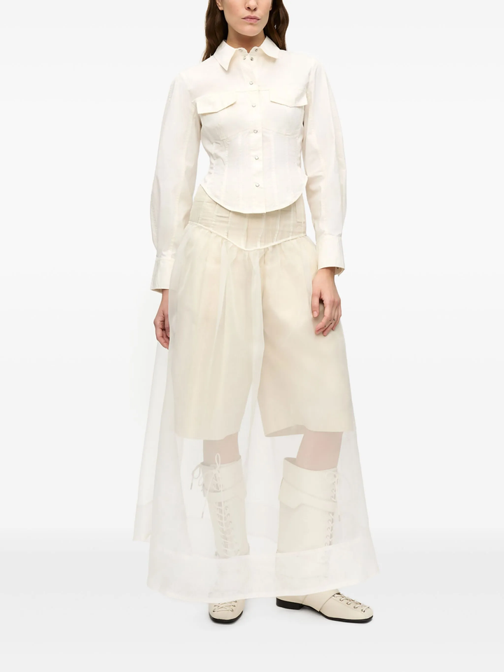 Washed Stretch Cotton Corset Shirt