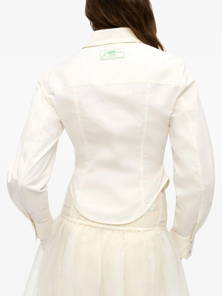 Washed Stretch Cotton Corset Shirt