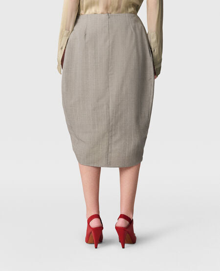 Melange Stripe Draped Skirt