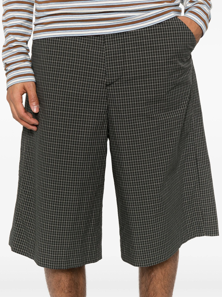 Unisex Tailored Mini Plaid Shorts