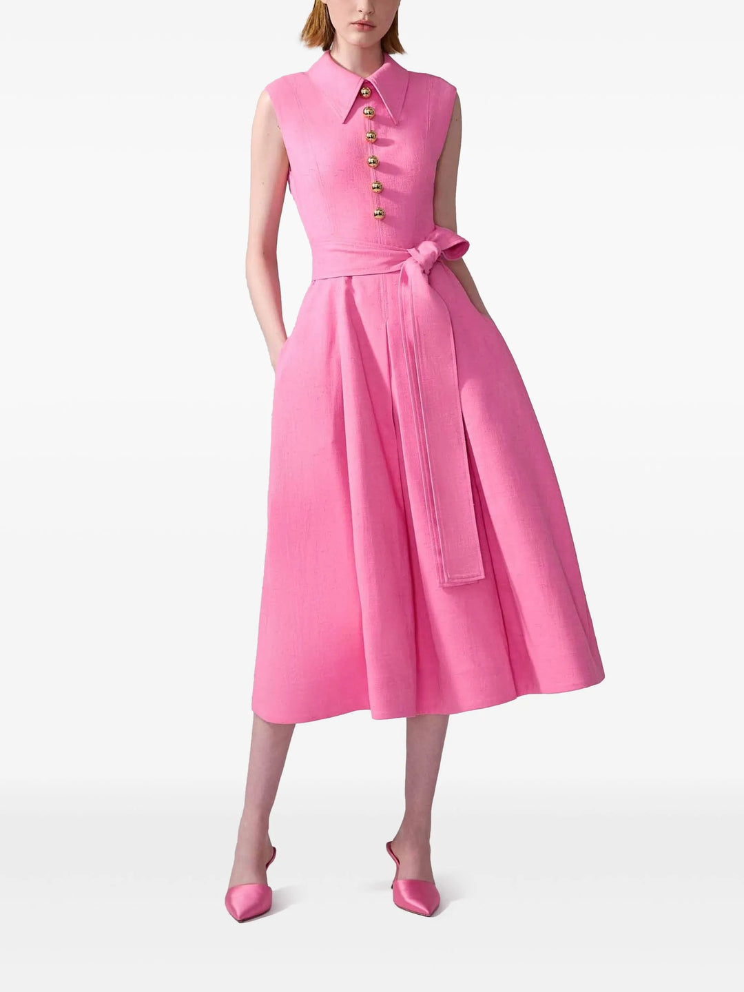Sleeveless Pleated Midi Dress