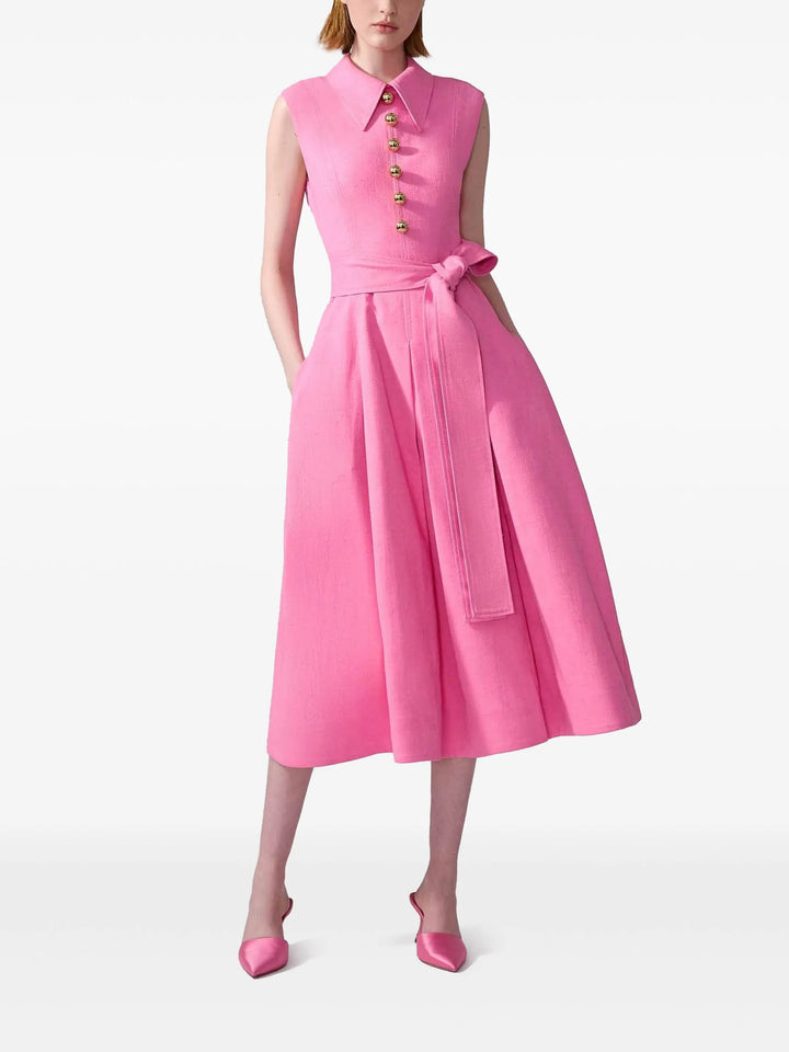 Sleeveless Pleated Midi Dress