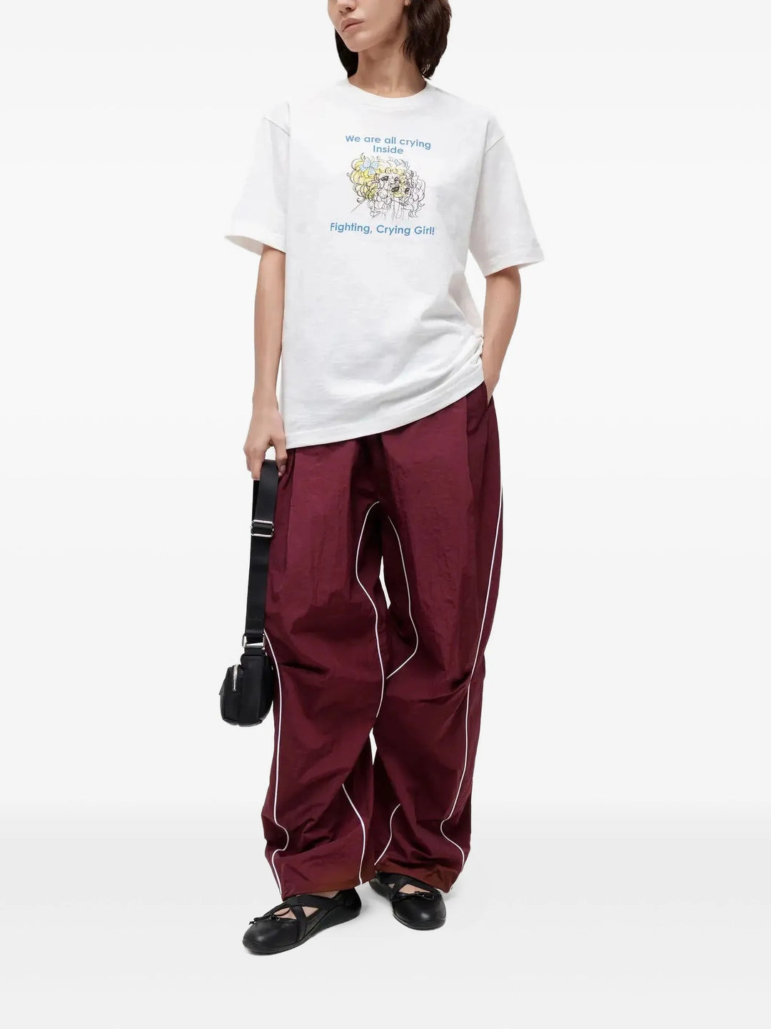 Red Piping Detail Tucked Pants
