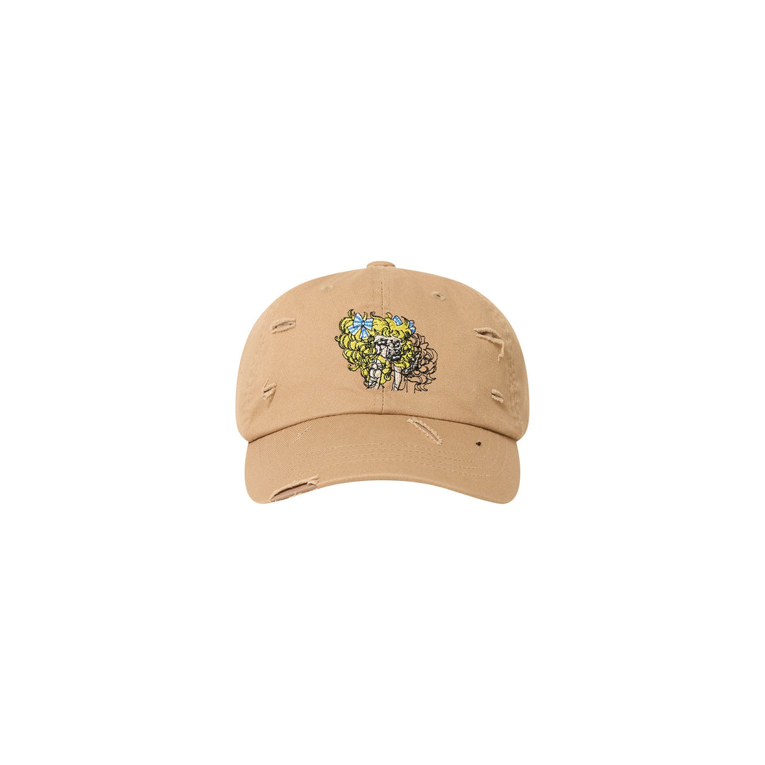 Beige Crying Girl Embroidery Ballcap