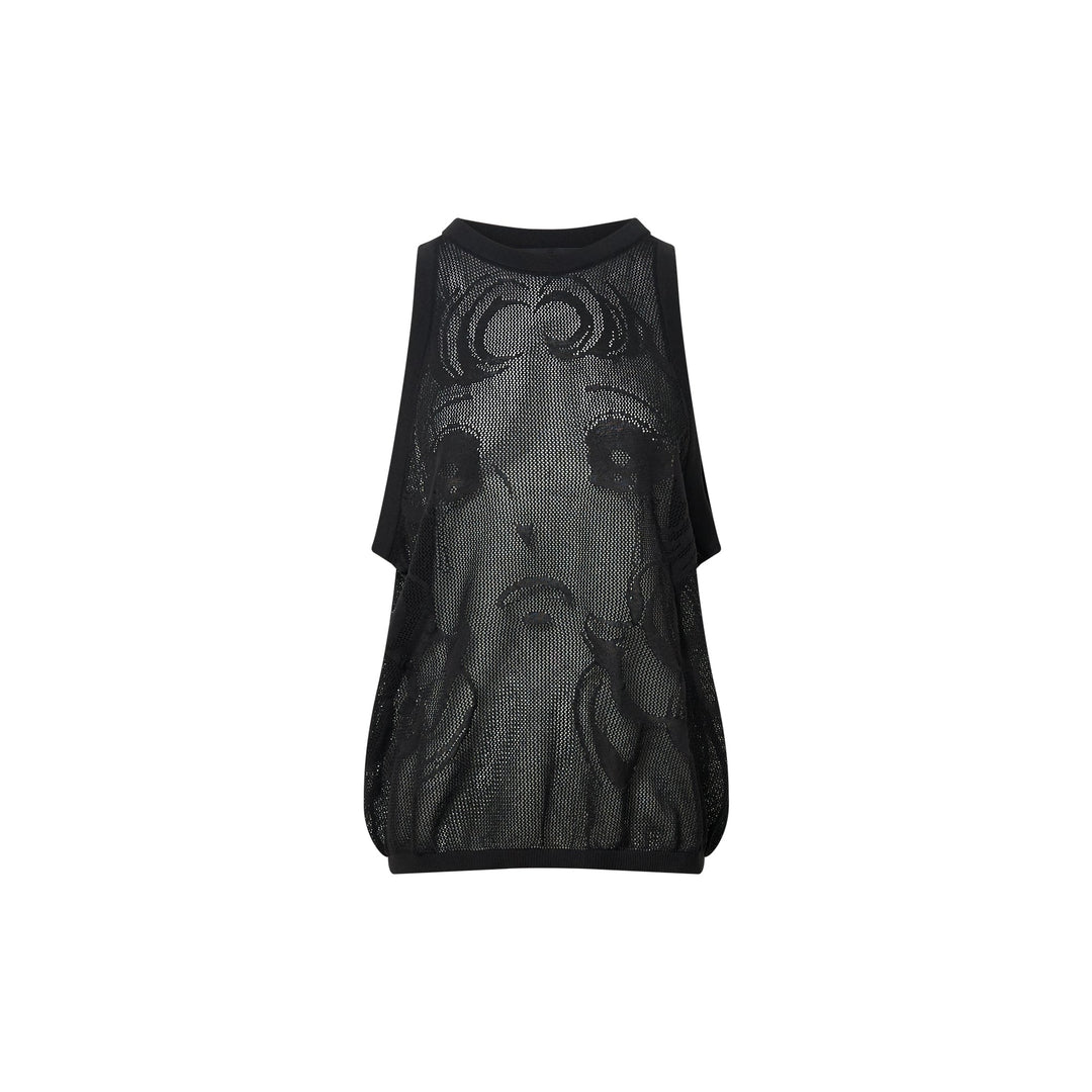 Black Crying Girl Crochet Knit Top