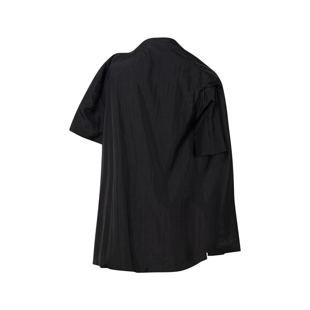 Black One Shoulder Cape Blouse