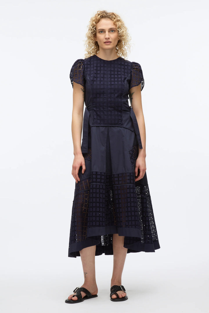 Broiderie Anglaise Grid Tulip Dress
