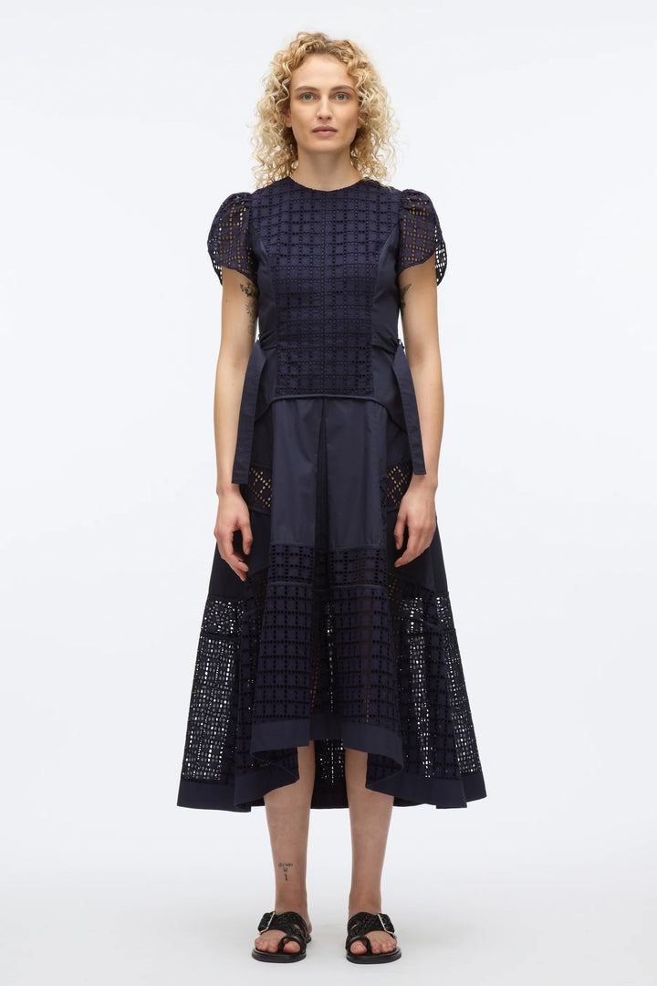 Broiderie Anglaise Grid Tulip Dress