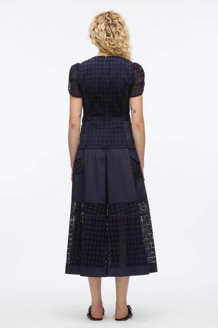 Broiderie Anglaise Grid Tulip Dress