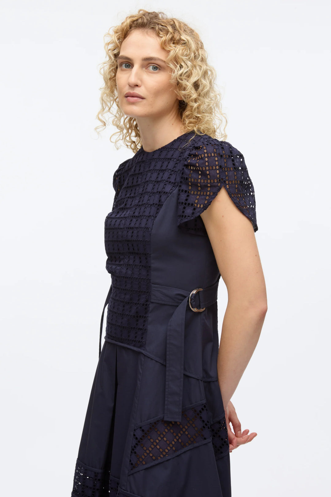Broiderie Anglaise Grid Tulip Dress