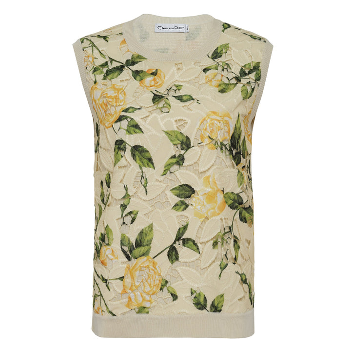 Garden Rose Printed Guipure Tank