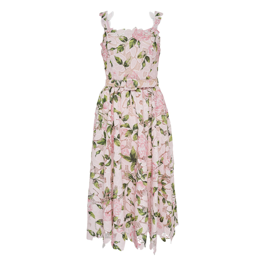 Sleeveless Printed Garden Rose Dress