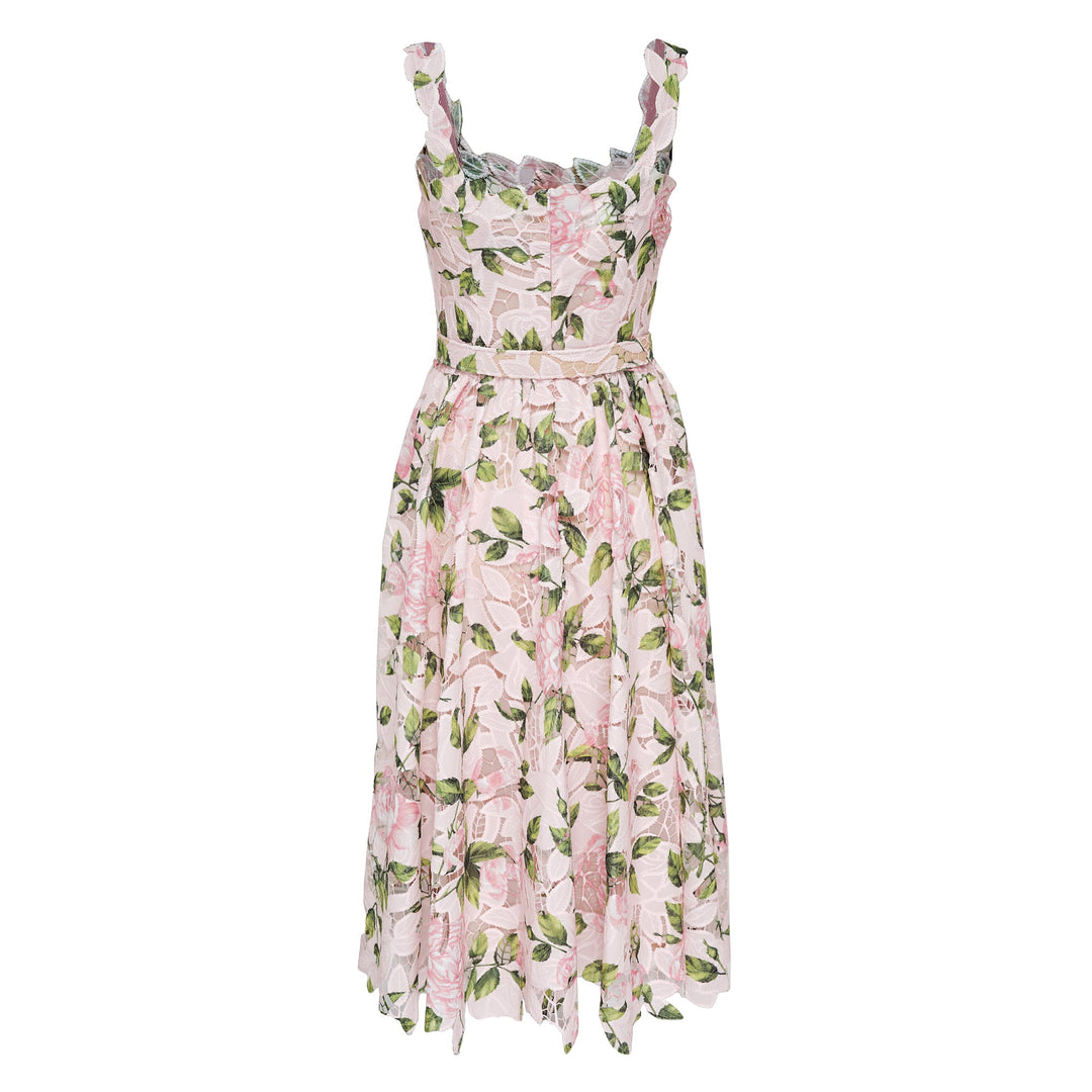Sleeveless Printed Garden Rose Dress