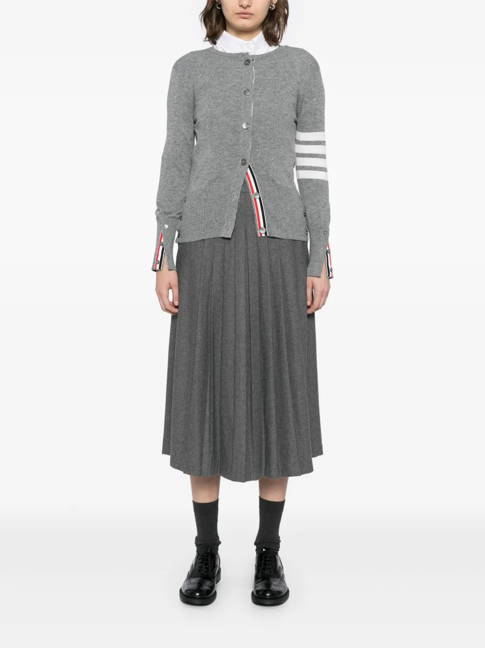 Classic Cashmere 4-Bar Crew Neck Cardigan