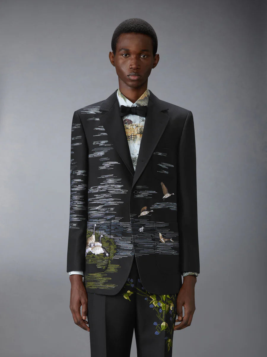 Goose Scenic Satin Stitch And Embroidery Sportcoat Men