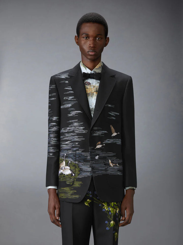 Goose Scenic Satin Stitch And Embroidery Sportcoat Men