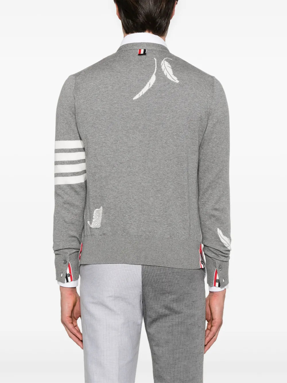 Feather Intarsia 4-Bar Cardigan