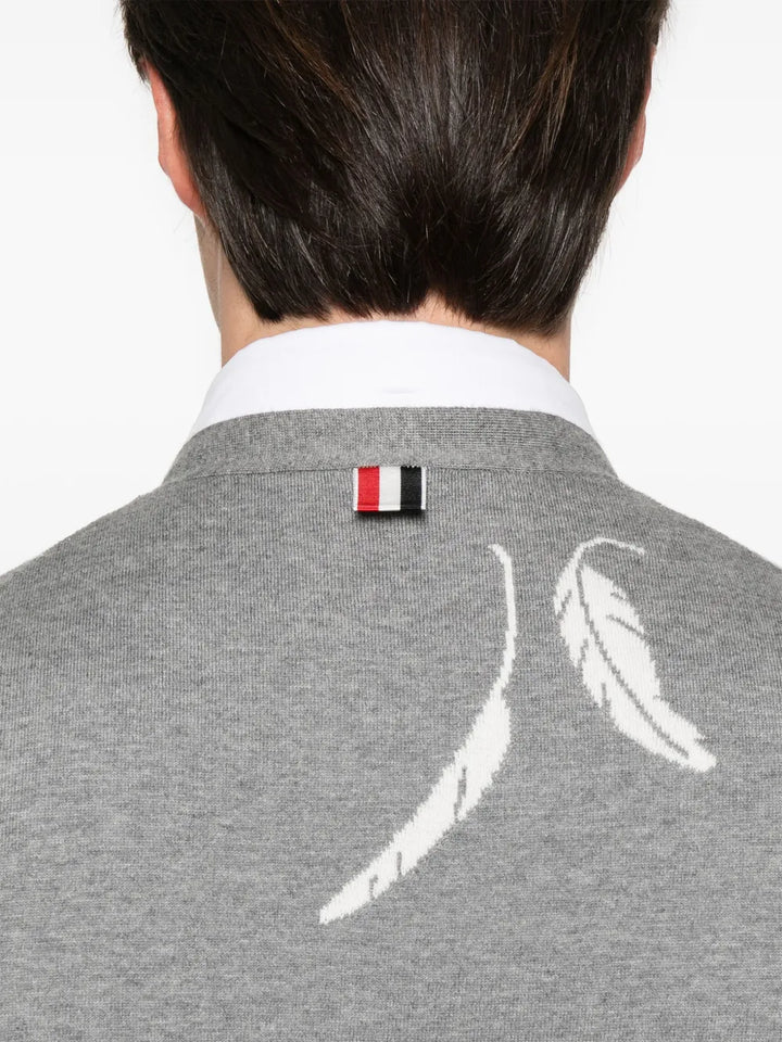 Feather Intarsia 4-Bar Cardigan