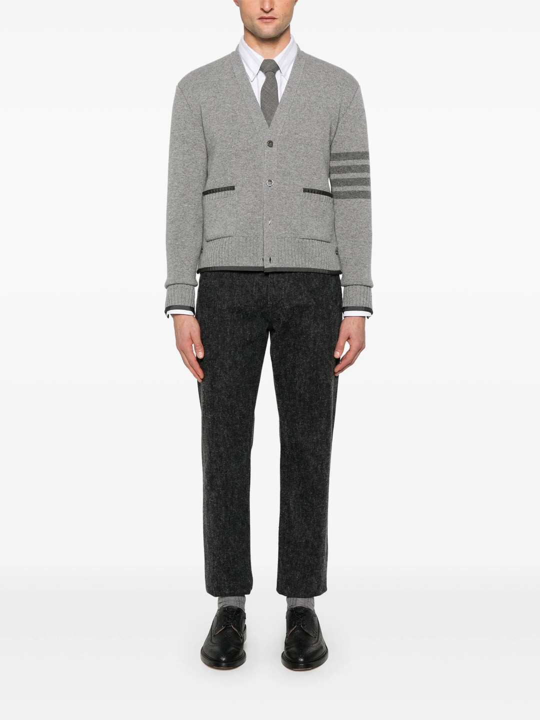 Milano Stitch Merino Wool V Neck Cardigan