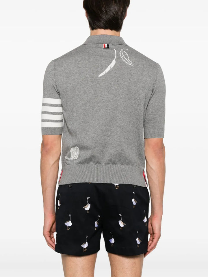 Feather Intarsia 4-Bar Polo