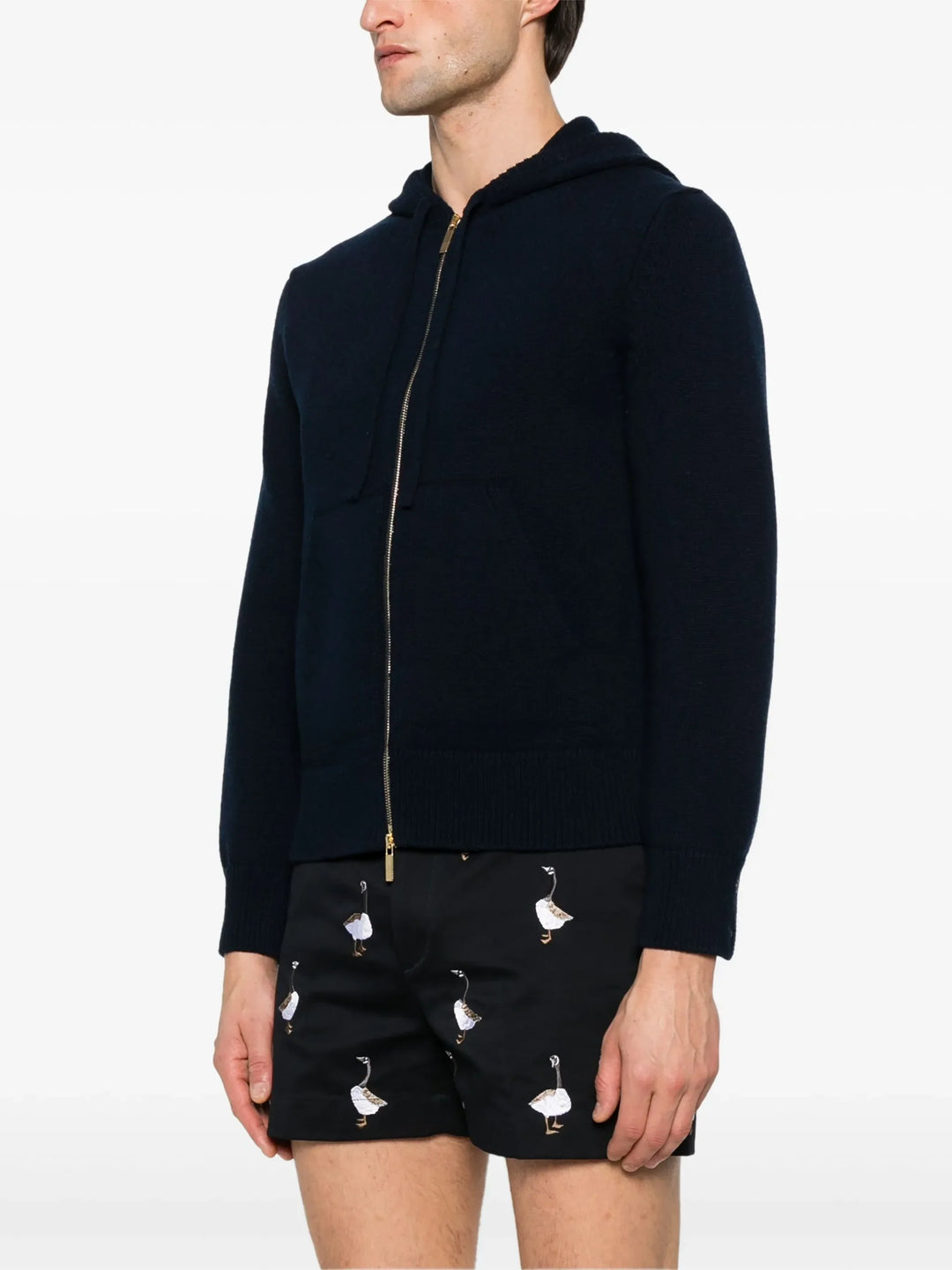 Geese Jersey Intarsia Zip Sweater