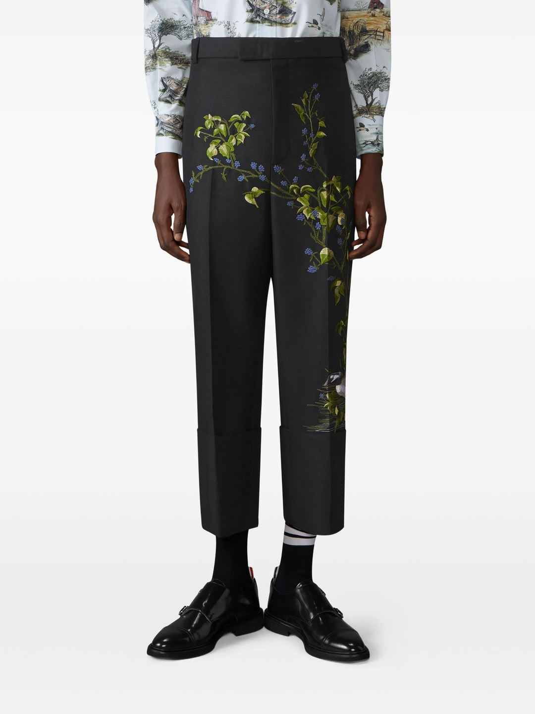 Goose Scenic Satin Stitch Wool Chino Trousers