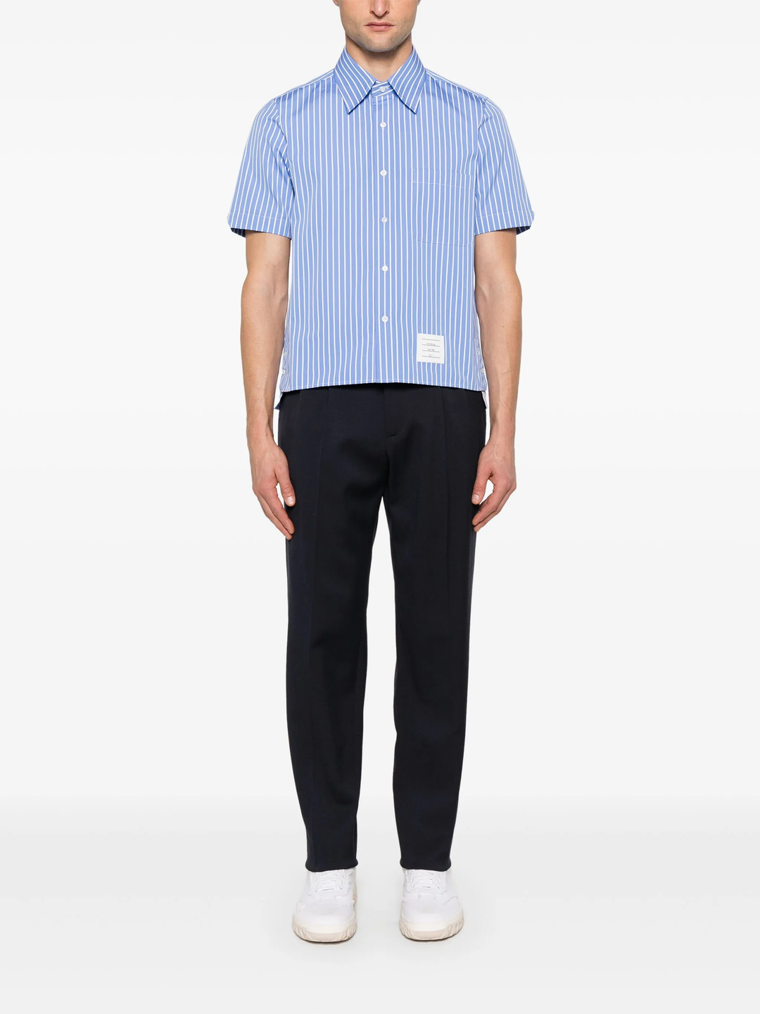 Pinstripe Poplin Short Sleeve Shirt Men