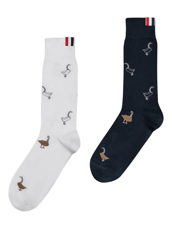 Funmix Geese Jacquard Mid Calf Socks Men