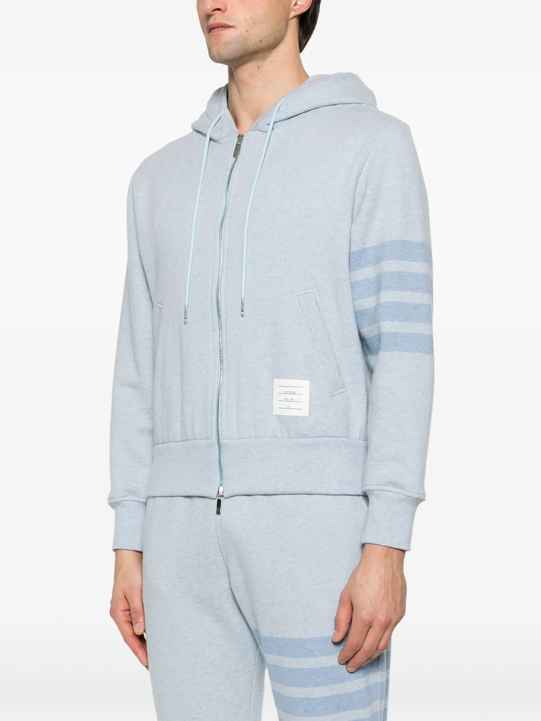 Melange Brushed 4-Bar Zip Hoodie