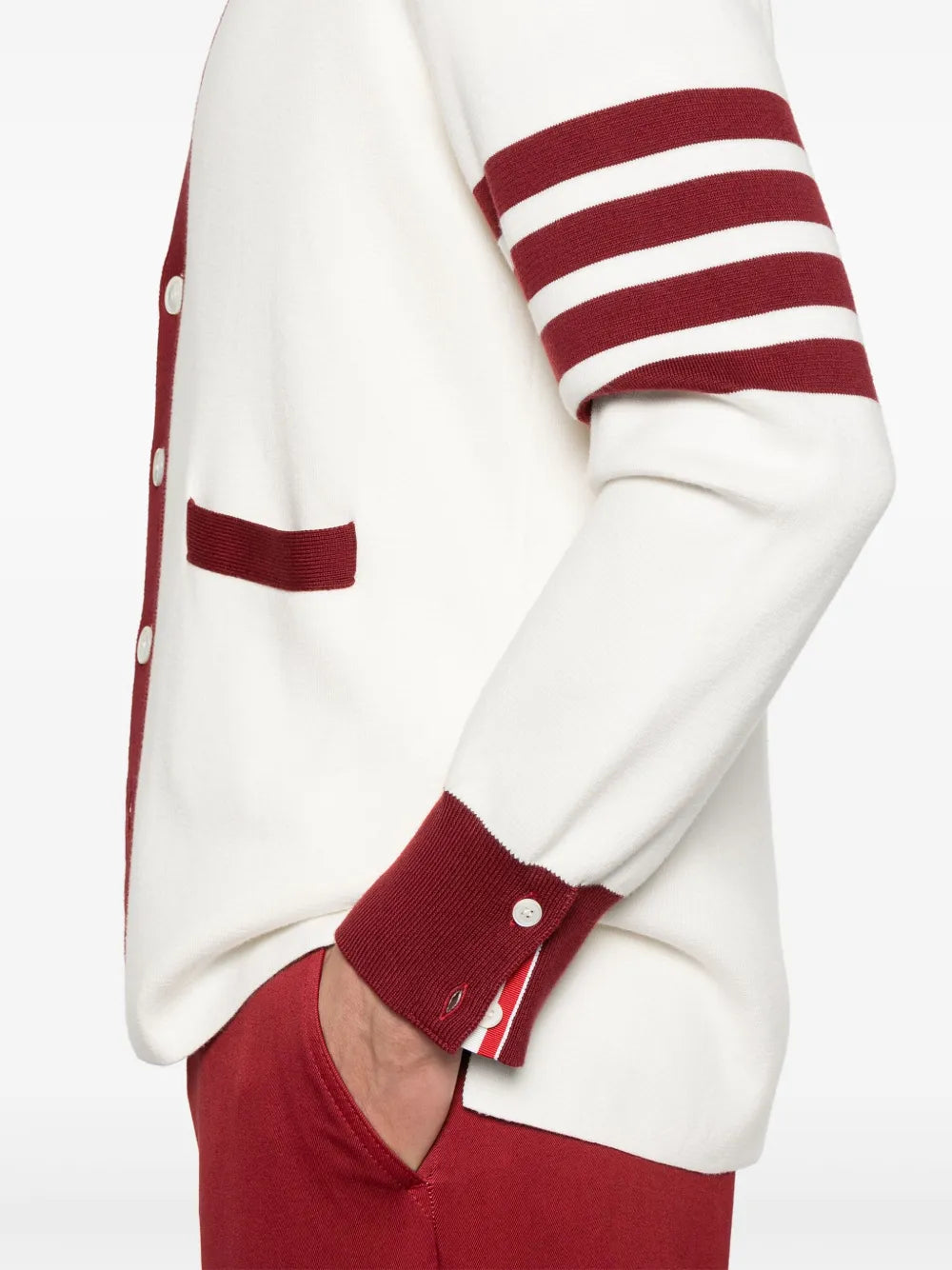 Milano Stitch 4-Bar V Neck Rugby Fit Cardigan Men