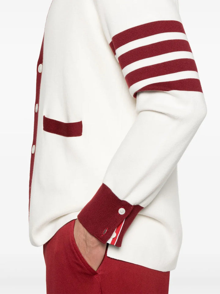 Milano Stitch 4-Bar V Neck Rugby Fit Cardigan Men