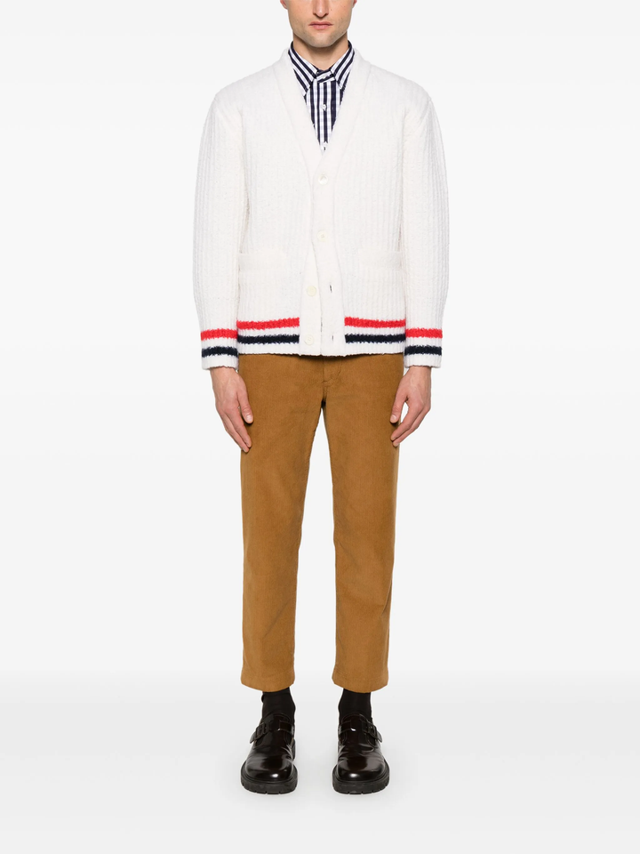 Chunky Rib Stitch V Neck Cardigan