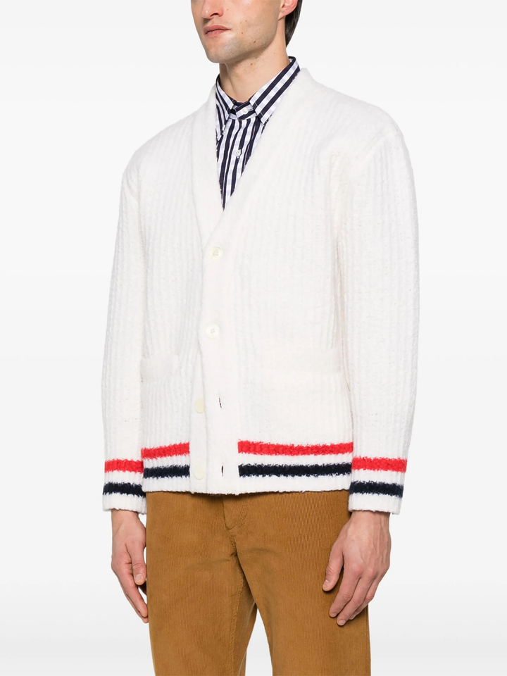 Chunky Rib Stitch V Neck Cardigan