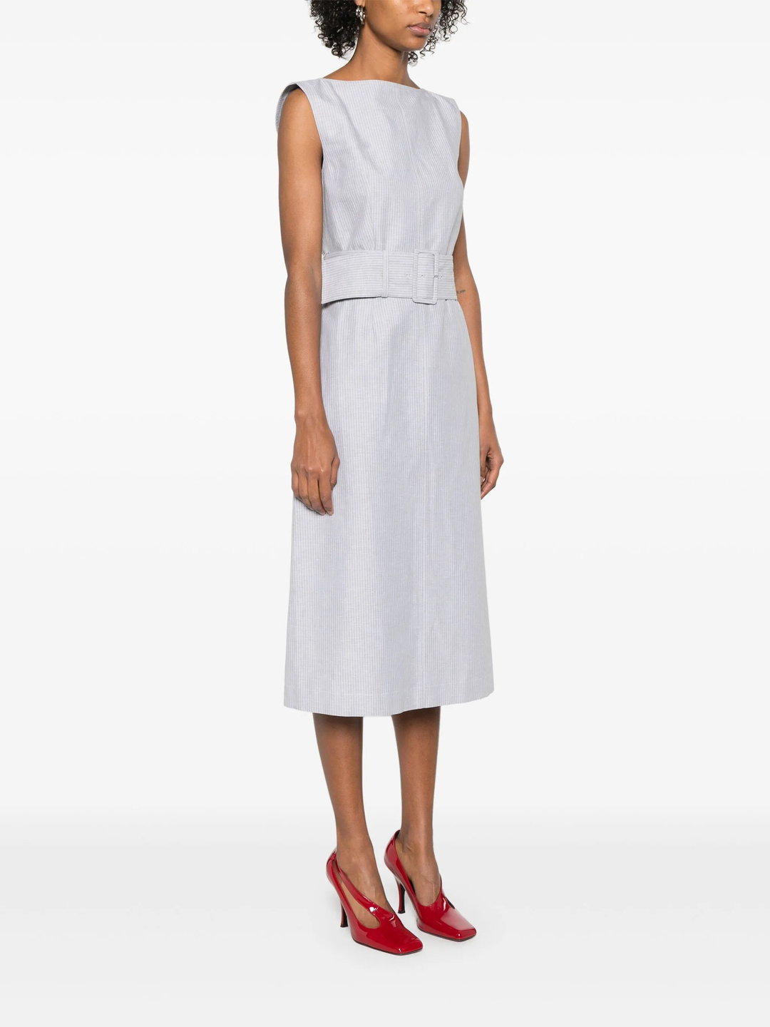 Tonal University Stripe Boat Neck Dress Women