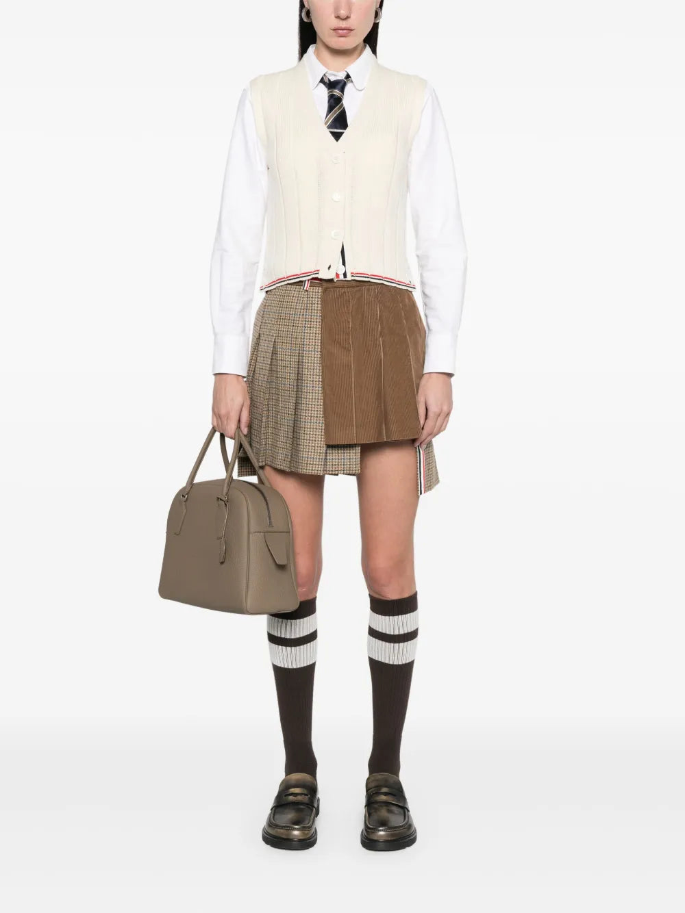 Gunclub Check Cheviot Tweed Pleated Mini Skirt