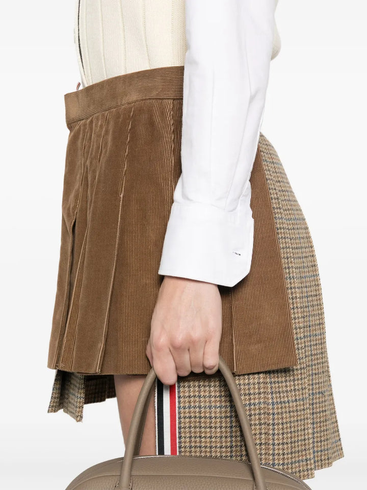 Gunclub Check Cheviot Tweed Pleated Mini Skirt