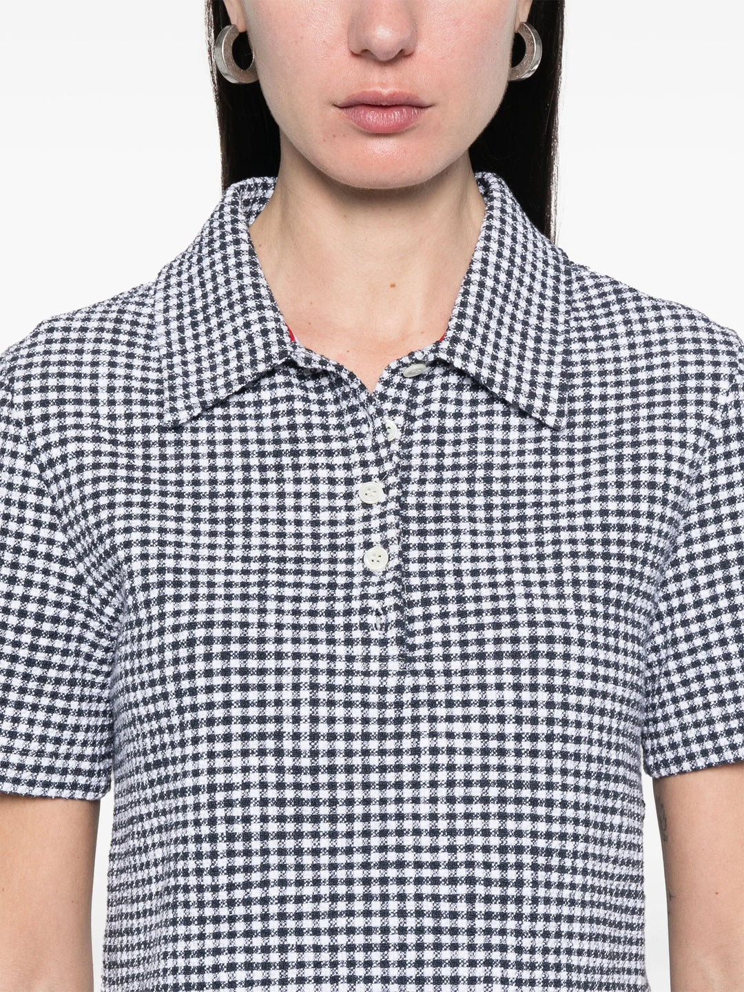 Gingham Cotton Tweed Polo