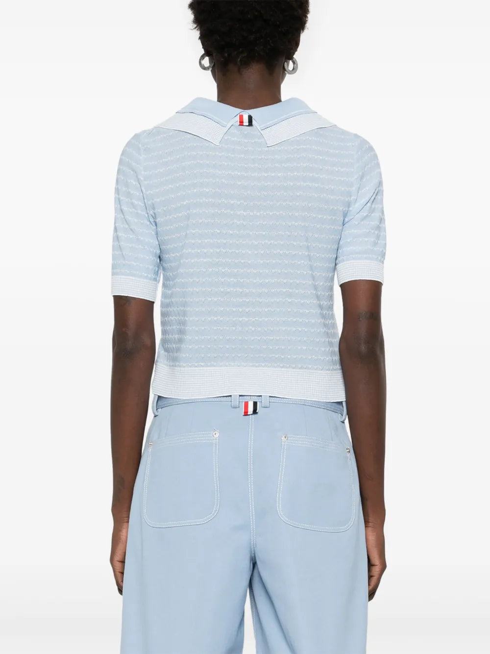 Striped Tuck Stitch Short Sleeve Cardigan