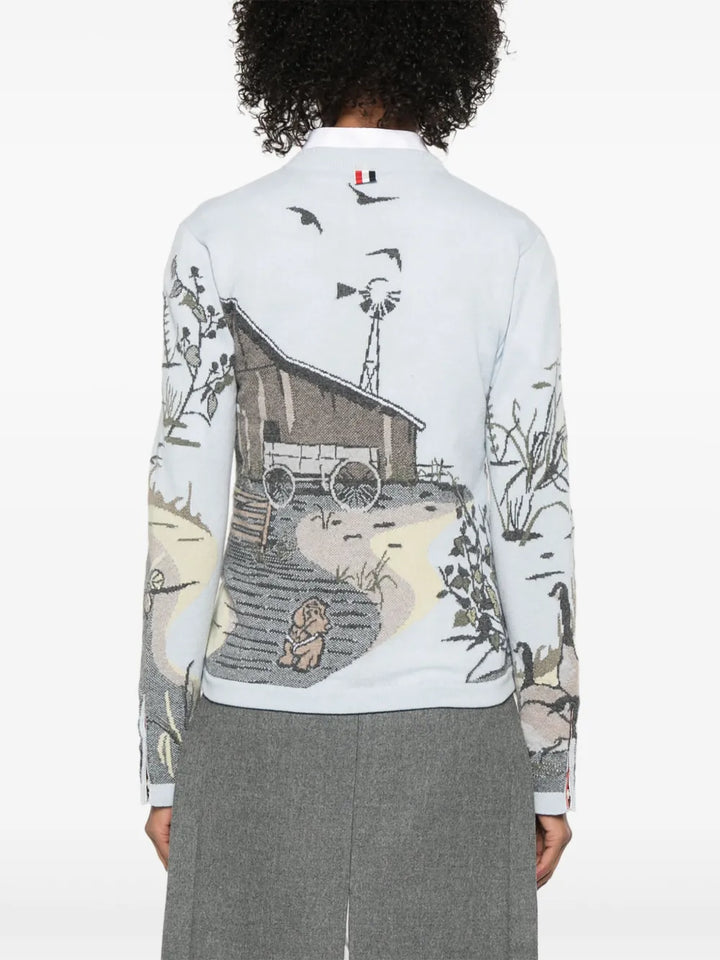 Scenic Intarsia Cashmere Cardigan