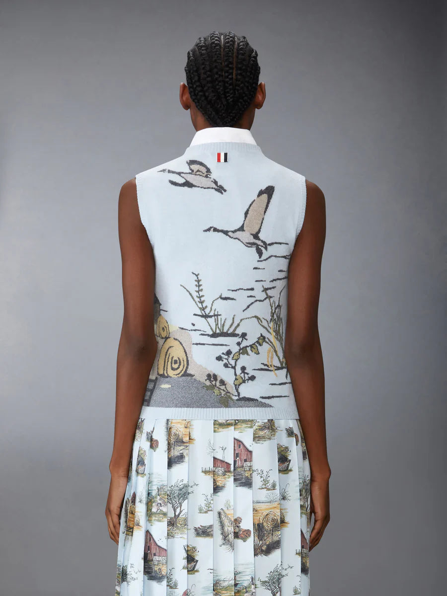 Scenic Intarsia Cashmere Shell Top