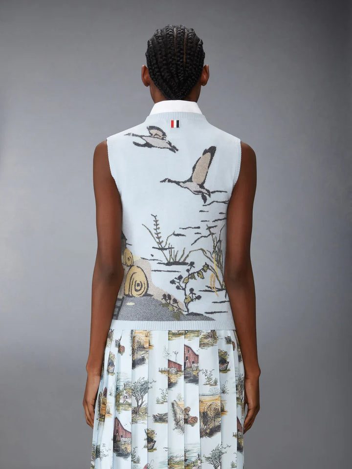 Scenic Intarsia Cashmere Shell Top