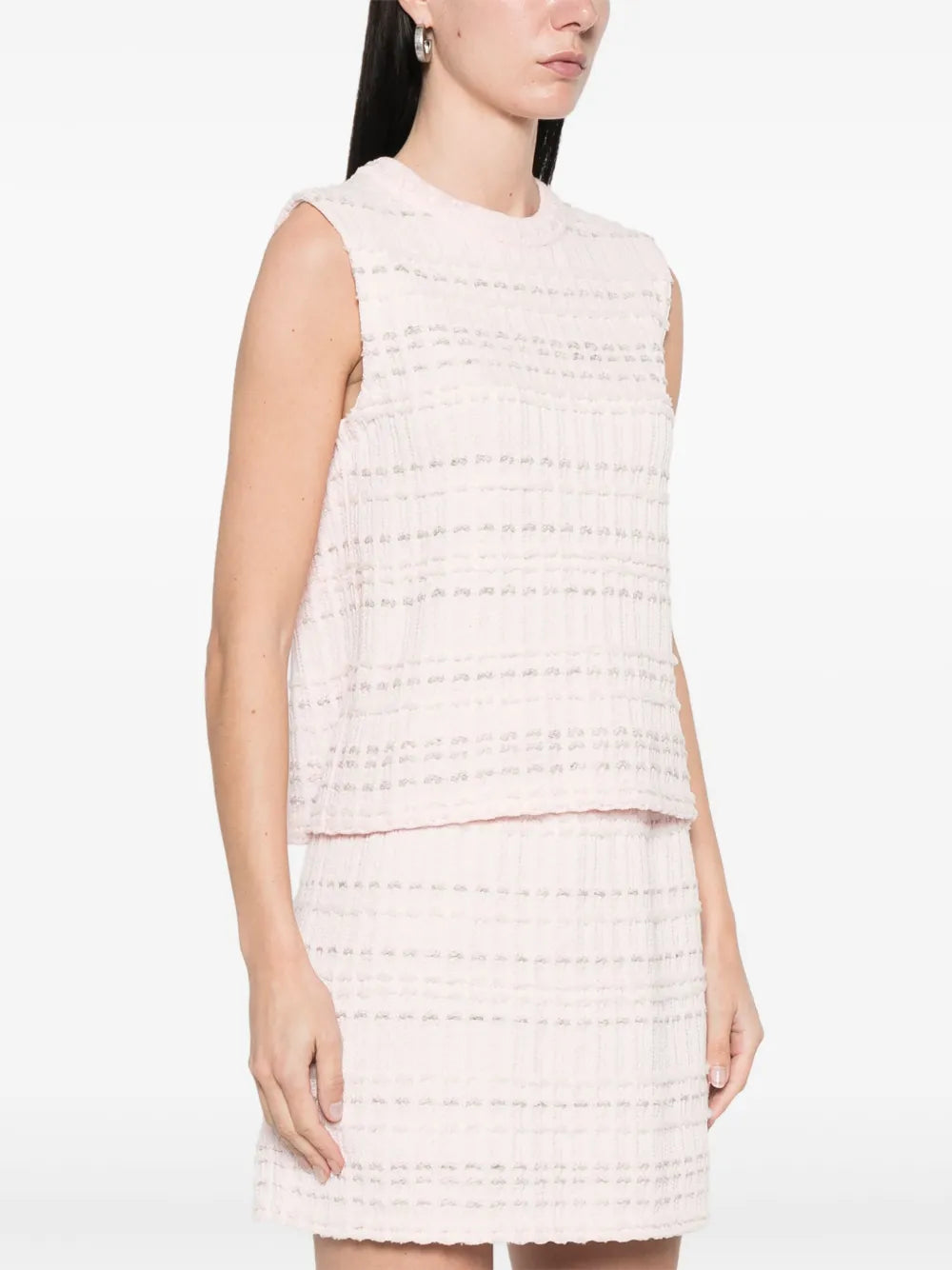 Seersucker Knit Tweed Jacquard Shell Top