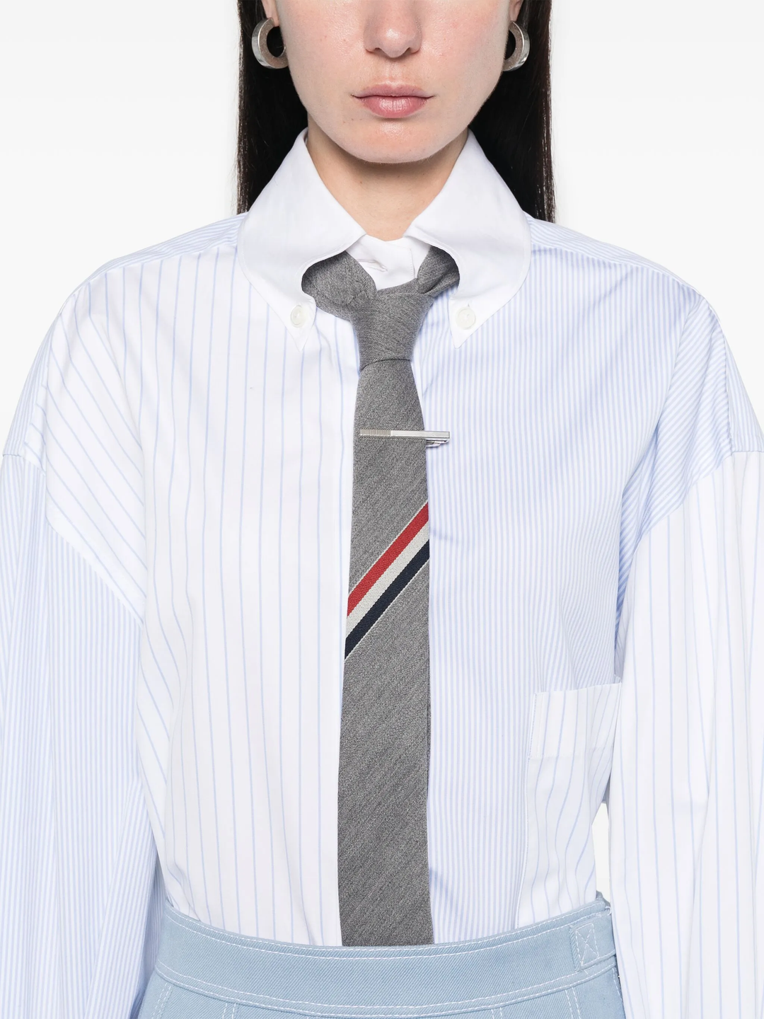 Poplin Pinstripe Striped Oversized Shirt