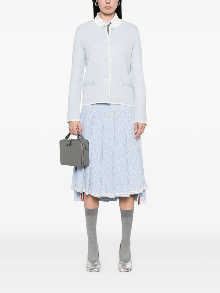 Solid Tweed Pleated Skirt